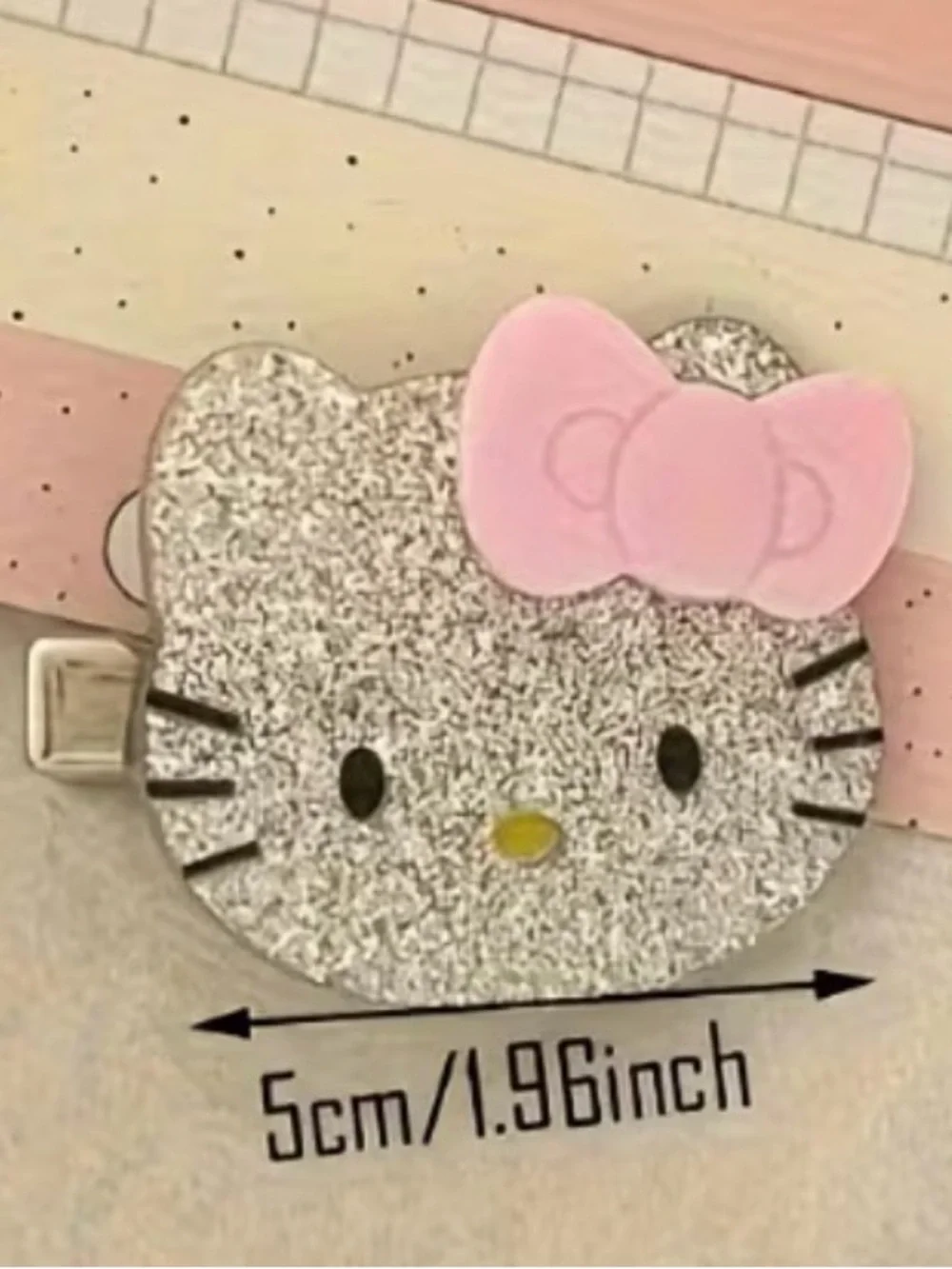 NWT-Sanrio Hello Kitty 2-Piece Silver Glitter Hair Clips Set